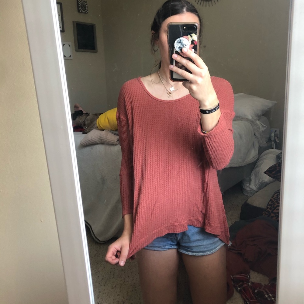Pink Waffle Knit Sweater